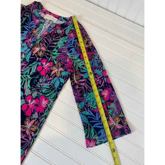 NWOT PAPPAGALLO Multicolored Floral Print Mini Shift Dress Long Sleeve Size S - Picture 6 of 8